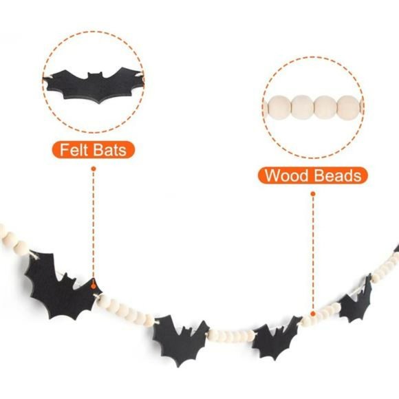 Halloween Garland, Bats Garland for Halloween Mantle Decor, Felt Bats - Picture 6 of 7